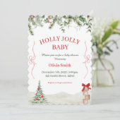 Holly Jolly Christmas Baby Shower Invite Kaart (Staand voorkant)