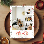 Holly Jolly Christmas Brush Script 5 Photo Feestdagenkaart