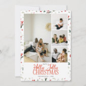 Holly Jolly Christmas Brush Script 5 Photo Feestdagenkaart (Voorkant)