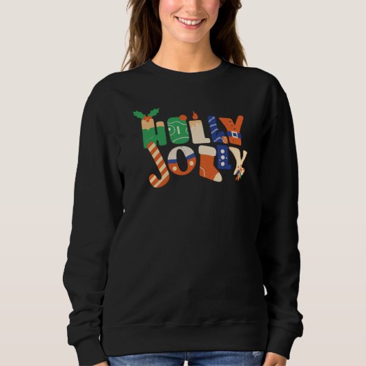 Holly Jolly Christmas Candy Letters Trui (Voorkant)