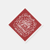 Holly Jolly Christmas Chalk Art Red Paper servette Servet (Hoek)