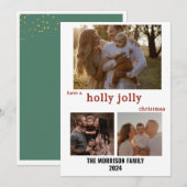 Holly Jolly Christmas Chic Gold Confetti kaart (Voorkant / Achterkant)
