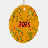 Holly Jolly Christmas Custom Date Keramisch Ornament (Rechts)