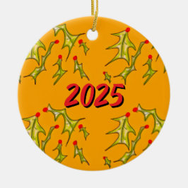 Holly Jolly Christmas Custom Date Keramisch Ornament