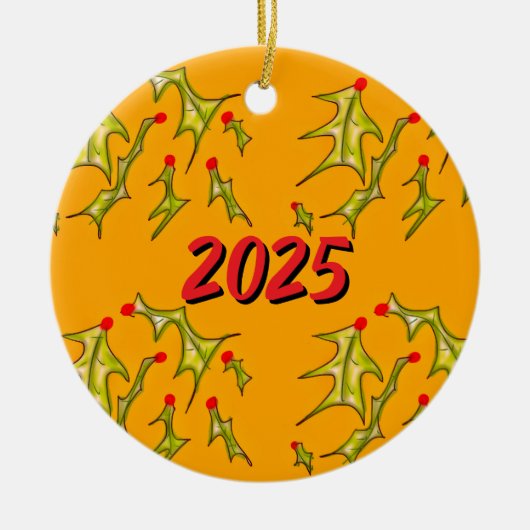 Holly Jolly Christmas Custom Date Keramisch Ornament (Voorkant)