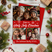 Holly Jolly Christmas Familie Foto Classic Feestdagenkaart