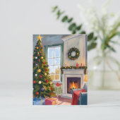 Holly Jolly Christmas | Fireplace Tree Merry Feestdagenkaart (Staand voorkant)