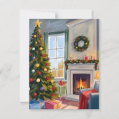 Holly Jolly Christmas | Fireplace Tree Merry Feestdagenkaart (Voorkant)