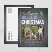 Holly Jolly Christmas Fotokaart Briefkaart (Voorkant / Achterkant)
