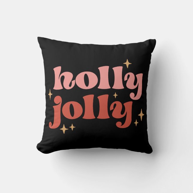 Holly Jolly Christmas Groovy Retro Kussen (Voorkant)