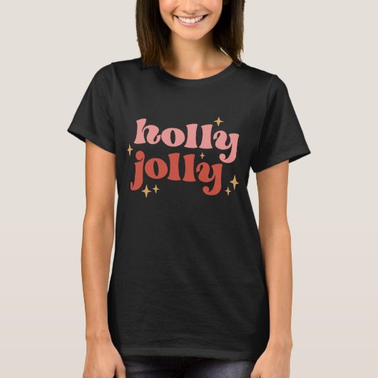 Holly Jolly Christmas Groovy Retro T-shirt (Voorkant)