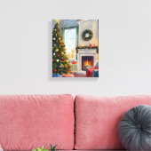 Holly Jolly Christmas | Haard boom vrolijk Canvas Afdruk (Insitu (Woonkamer))