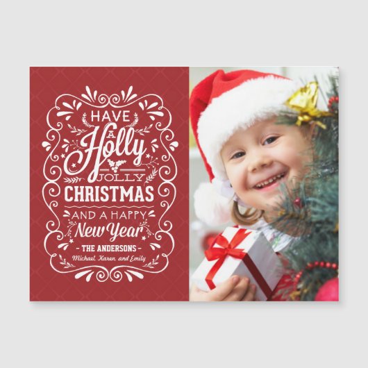 Holly Jolly Christmas Holiday Chalk Art Foto (Voorkant)