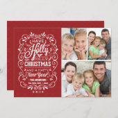Holly Jolly Christmas Holiday Photo Collage Kaart (Voorkant / Achterkant)