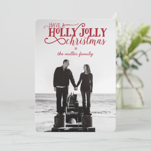 Holly Jolly Christmas Kaart - 5" x 7" met envelop (Staand voorkant)