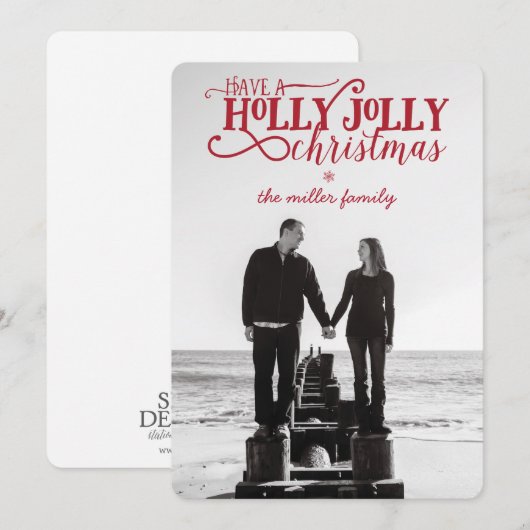 Holly Jolly Christmas Kaart - 5" x 7" met envelop (Voorkant / Achterkant)