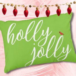 Holly Jolly Christmas Lime Groen Rood Wit Script Accent Kussen