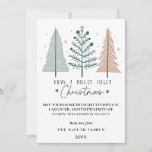 Holly Jolly Christmas Minimalist Boho Trees Feestdagenkaart (Voorkant)