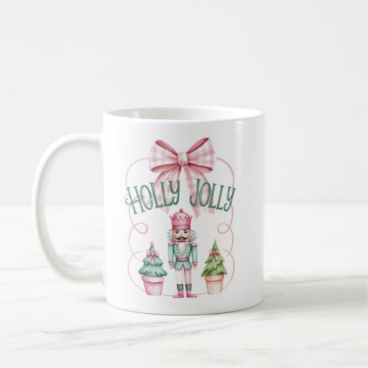 Holly Jolly Christmas Nutcracker Coquette Preppy Koffiemok (Links)