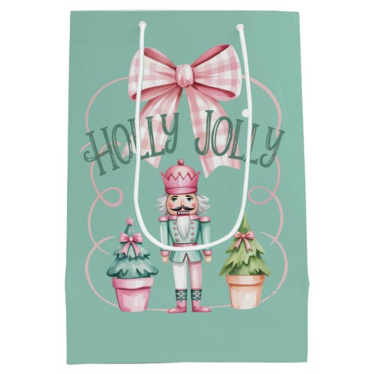 Holly Jolly Christmas Nutcracker Coquette Preppy Medium Cadeauzakje (Achterkant)