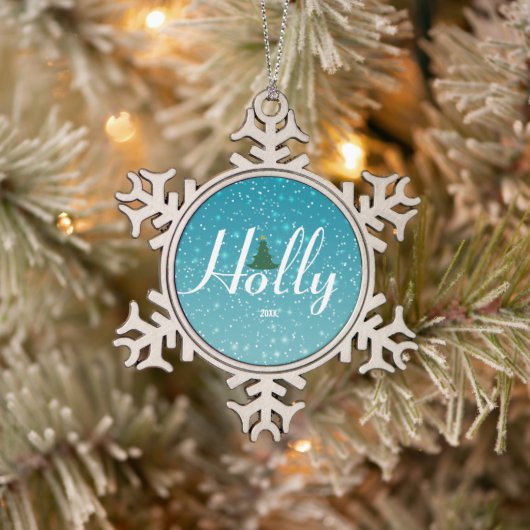 Holly Jolly Christmas Ornament, op maat Tin Sneeuwvlok Ornament (Boom)