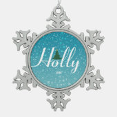 Holly Jolly Christmas Ornament, op maat Tin Sneeuwvlok Ornament (Voorkant)