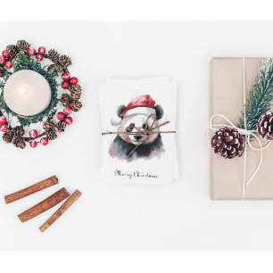 Holly Jolly Christmas Panda, op maat Folie Feestdagenkaart