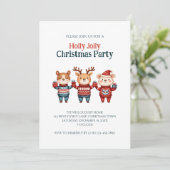 Holly Jolly Christmas Party Invitation Feestdagenkaart (Staand voorkant)