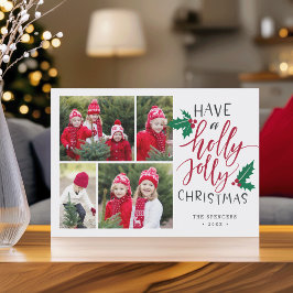 Holly Jolly | Christmas Photo Collage Kaart