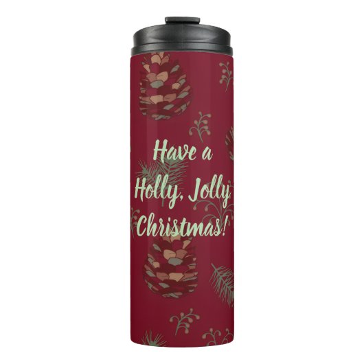 Holly Jolly Christmas Pinecones & Berries Thermosbeker (Voorkant)
