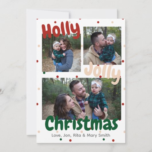 Holly Jolly Christmas Polka Dot Christmas Kaart (Voorkant)