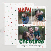 Holly Jolly Christmas Polka Dot Christmas Kaart (Voorkant / Achterkant)
