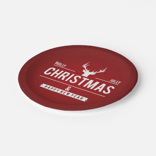 Holly Jolly Christmas Reindeer | Feestdagen & even Papieren Bordje (Gekanteld)