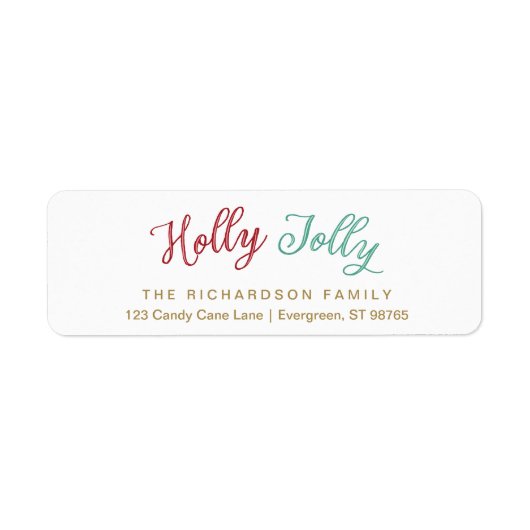 Holly Jolly Christmas Retour Adreslabel Etiket (Voorkant)