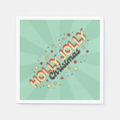 Holly Jolly Christmas retro ontwerptekst Servet (Voorkant)