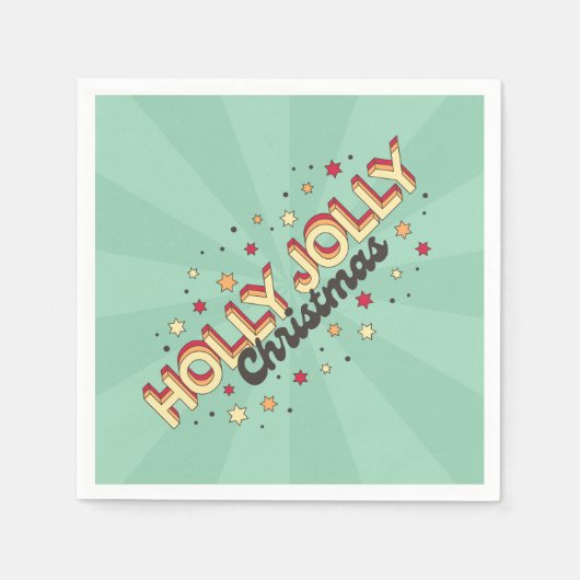 Holly Jolly Christmas retro ontwerptekst Servet (Voorkant)