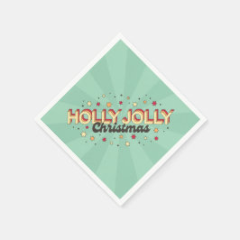 Holly Jolly Christmas retro ontwerptekst Servet