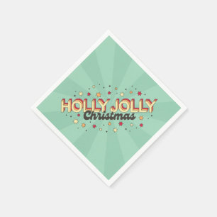 Holly Jolly Christmas retro ontwerptekst Servet