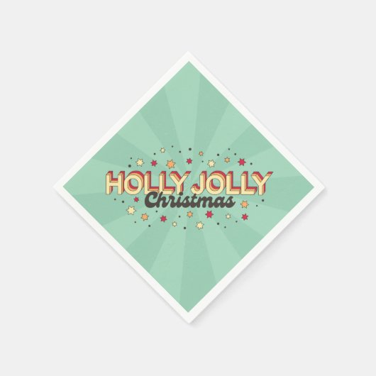 Holly Jolly Christmas retro ontwerptekst Servet (Hoek)