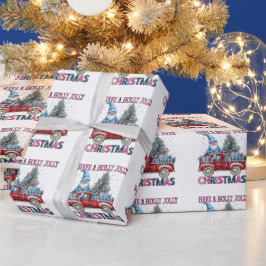 Holly Jolly Christmas Santa Truck Gift Cadeaupapier