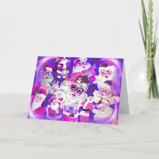 Holly Jolly Christmas Santa Wenskaart Kaart (Voorkant)