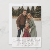 Holly Jolly Christmas Script Snowy Family Photo Feestdagenkaart (Voorkant)