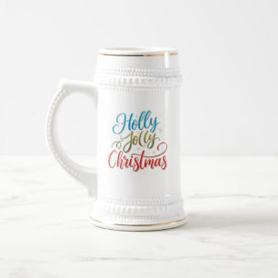 Holly Jolly Christmas Stein - 22 oz Feestelijke Mo Bierpul