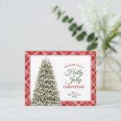 Holly Jolly Christmas Tree Plaid Christmas Feestdagenkaart (Staand voorkant)