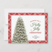 Holly Jolly Christmas Tree Plaid Christmas Feestdagenkaart (Voorkant)