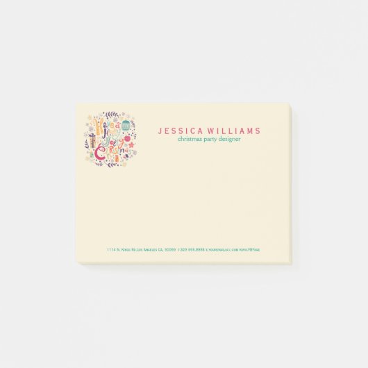 Holly Jolly Colorful Kerstmis Wreath Post-it® Notes (Voorkant)