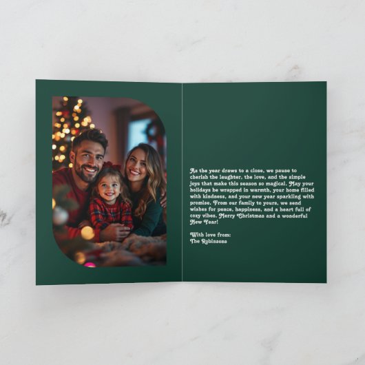 Holly Jolly Cozy Vibes Retro Christmas Photo Feestdagen Kaart (Binnen)