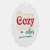 Holly Jolly Cozy Vibes Retro Christmas Photo Ornament Kaart (Rechts)