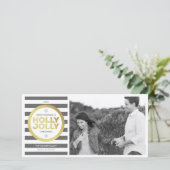 Holly Jolly Custom Greeting Photo Card Feestdagenkaart (Staand voorkant)