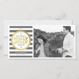Holly Jolly Custom Greeting Photo Card Feestdagenkaart